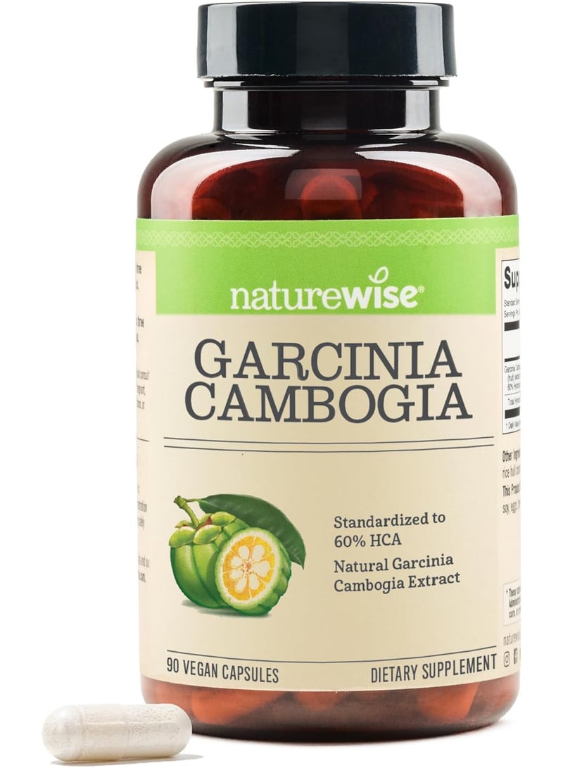 NatureWise Garcinia Cambogia - 60% HCA Concentration Extract, Natural Support for Weight Goals and Energy Levels - Vegan, Non-GMO, Gluten Free - 90 Capsules - Image 1
